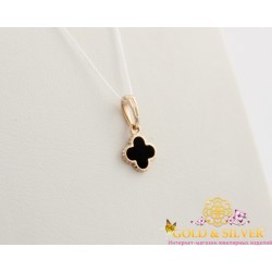 Золотий кулон "Конюшина" чорна емаль 130302е Gold & Silver, Украина